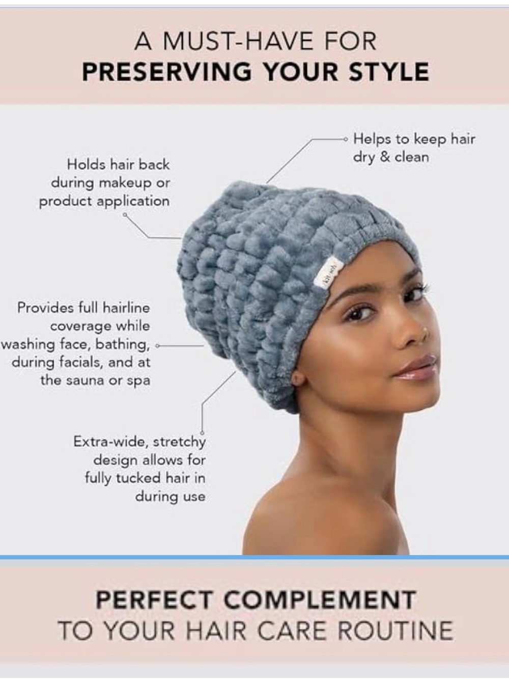 Kitsch Extra Wide Spa Headband - Slate Gray - Picture 2 of 3